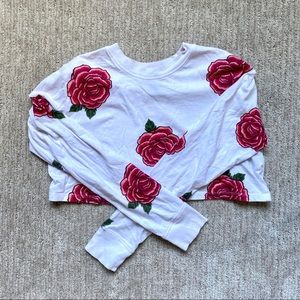 Crop top with rose symbols